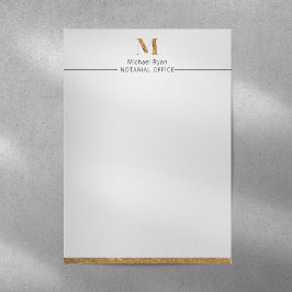 Membrete Elegante Monograma Personalizado Blanco y Oro