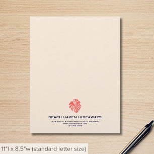 Membrete Elegante Monstera Leaf Business Letterhead
