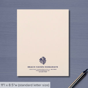 Membrete Elegante Monstera Leaf Business Letterhead
