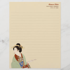 Membrete Elegante mujer japonesa Uemura Shōen Stationery