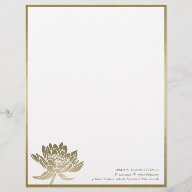 MEMBRETE   ELEGANTE NEGOCIO FORMAL DE FAUX GOLD LOTUS FLORAL (Anverso)