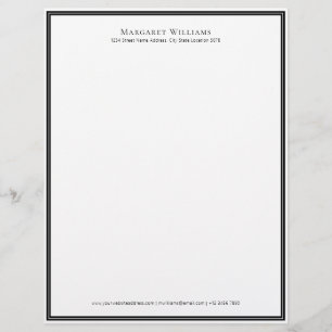 Membrete Elegante Oficina de Fronteras en Blanco Negro Prof