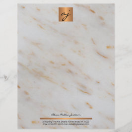 Membrete Elegante oro de cobre de mármol femenino monograma