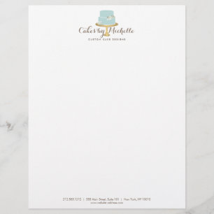 Membrete Elegante pastel azul con decoración de pasteles fl
