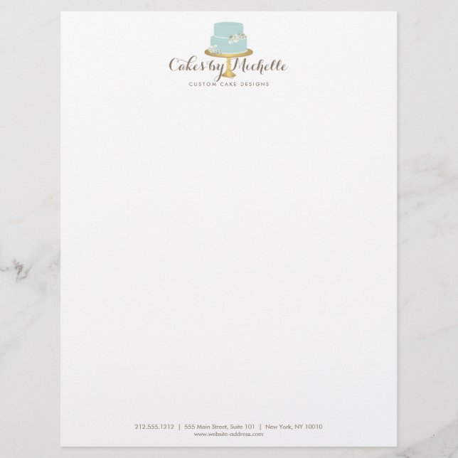 Membrete Elegante pastel azul con decoración de pasteles fl (Anverso)