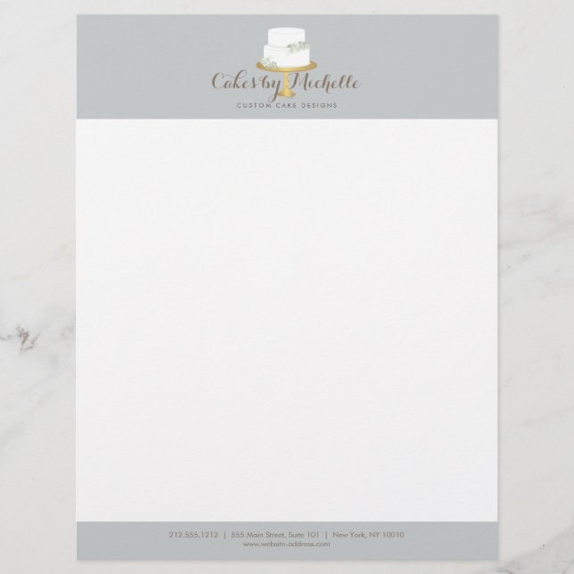 Membrete Elegante pastel blanco con decoración de pasteles  (Anverso)