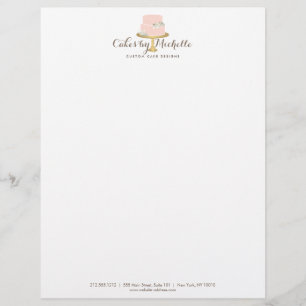 Membrete Elegante pastel rosa con decoración de pasteles fl