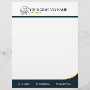 Membrete Elegante personalizado azul y dorado