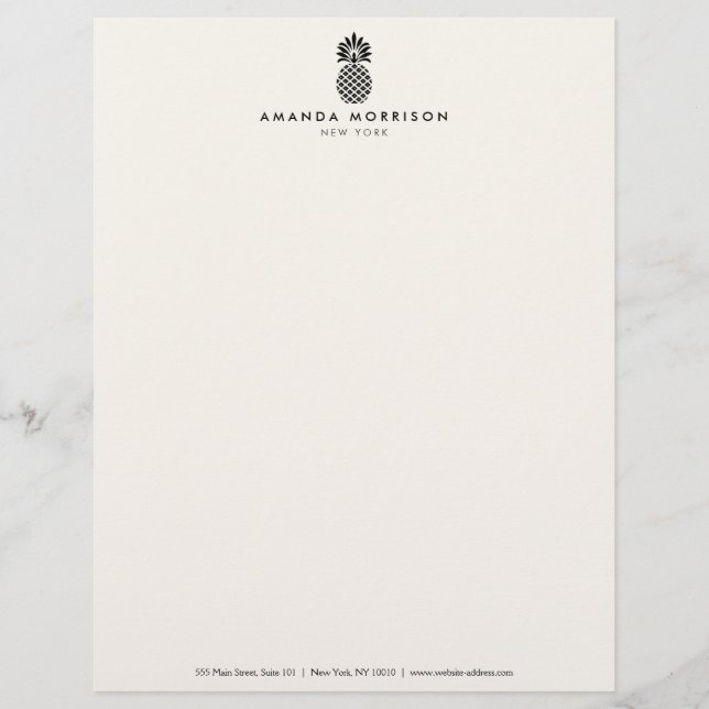 Membrete Elegante Pineapple Luxury Boutique Black/Ivory (Anverso)