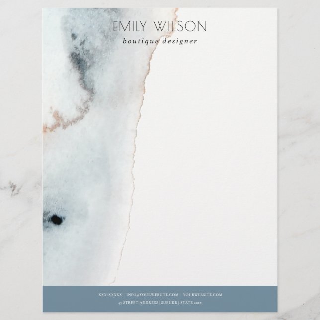 Membrete Elegante playa suave Aqua Blue Gold (Anverso)