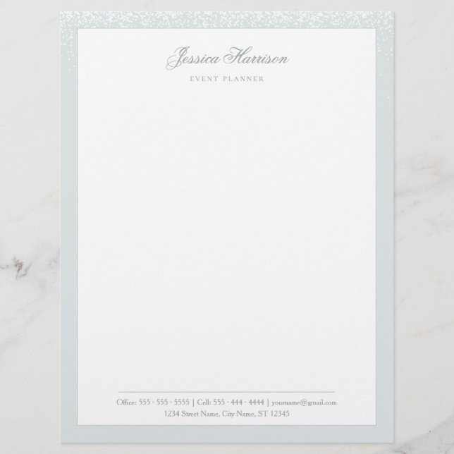 Membrete Elegante Profesional De Confetti Blanco Gris Simpl (Anverso)