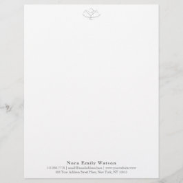 Membrete Elegante profesor de Yoga Gray Lotus Flower