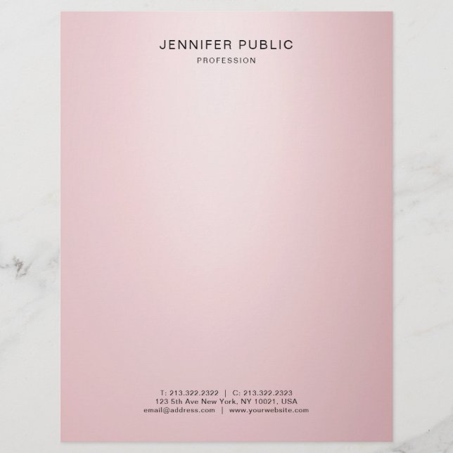 Membrete Elegante Rosa de oro simple plantilla moderna de m (Anverso)