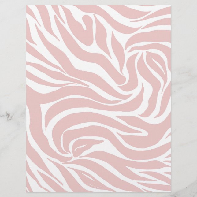 Membrete Elegante Rubor Pink Zebra White Animal Print (Anverso)