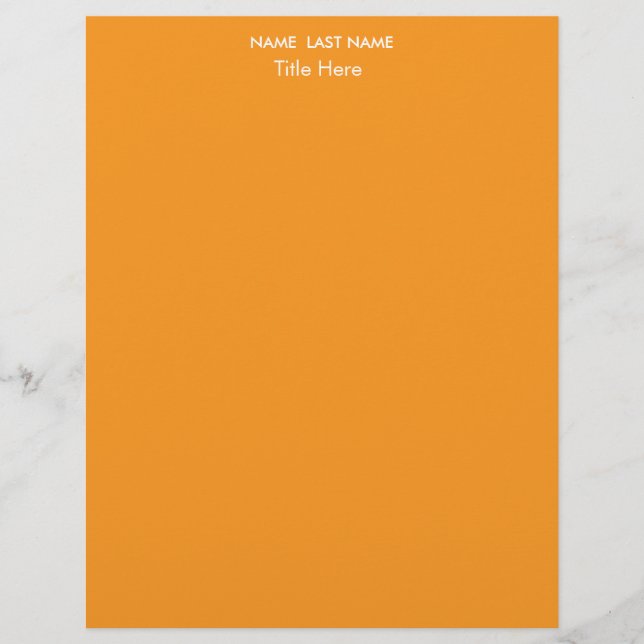Membrete Elegante Simple naranja Personalizado  (Anverso)