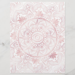 Membrete Elegante White Rose Gold Oye Sun Moon Mandala