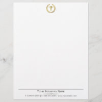 Elegante Wreath Gold Caduceus Médico Letterhead