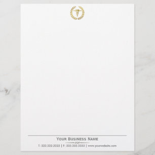 Membrete Elegante Wreath Gold Caduceus Médico Letterhead
