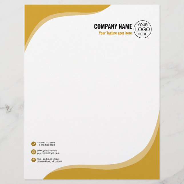 Membrete Elegante y fluido amarillo (Anverso)
