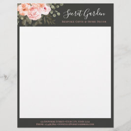 Membrete Elegantes Rosas florales rosados de Rubor de estil