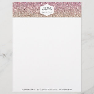 MEMBRETE EMBLEMA BLANCO ELEGANTE EN EL PURPURINA PINK OMBRE