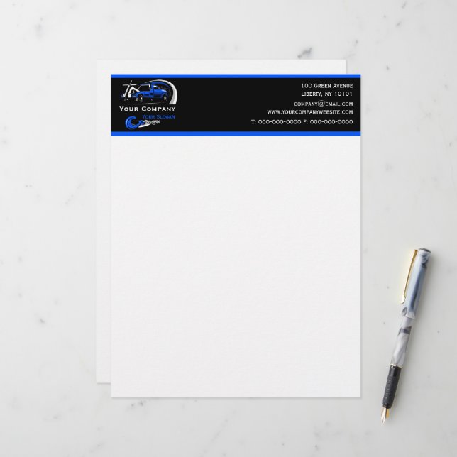 Membrete Empresa de Remolque Profesional, Servicio de Trans (Anverso/Reverso In Situ)