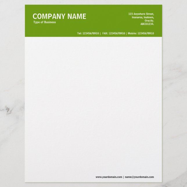 Membrete Encabezado de color de 2" - Verde 669900 (Anverso)
