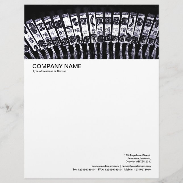 Membrete Encabezado de imagen grande: máquina de escribir (Anverso)