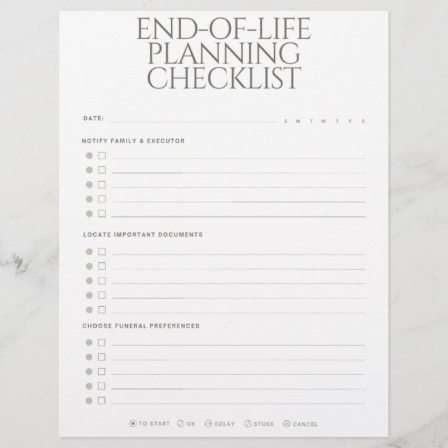 Membrete End-of-Life Planning Checklist (Anverso)