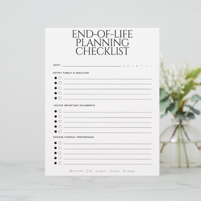 Membrete End-of-Life Planning Checklist (Anverso de pie)