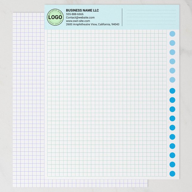 Membrete Engineering Graph Paper Sheets with Company Logo (blue Custom Logo Engineering Papers)