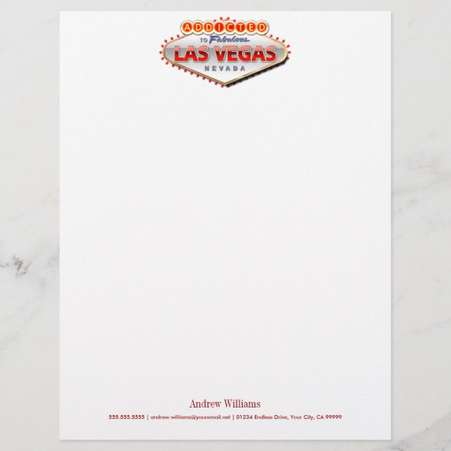 Membrete Enviciado a Las Vegas, Rótulo divertido de Nevada (Anverso)