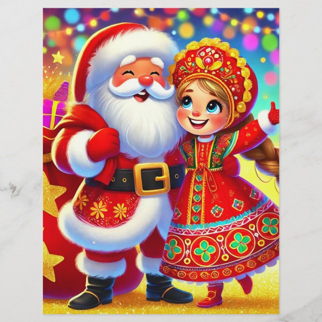 Membrete Escena navideña alegre con Santa Claus (Anverso)