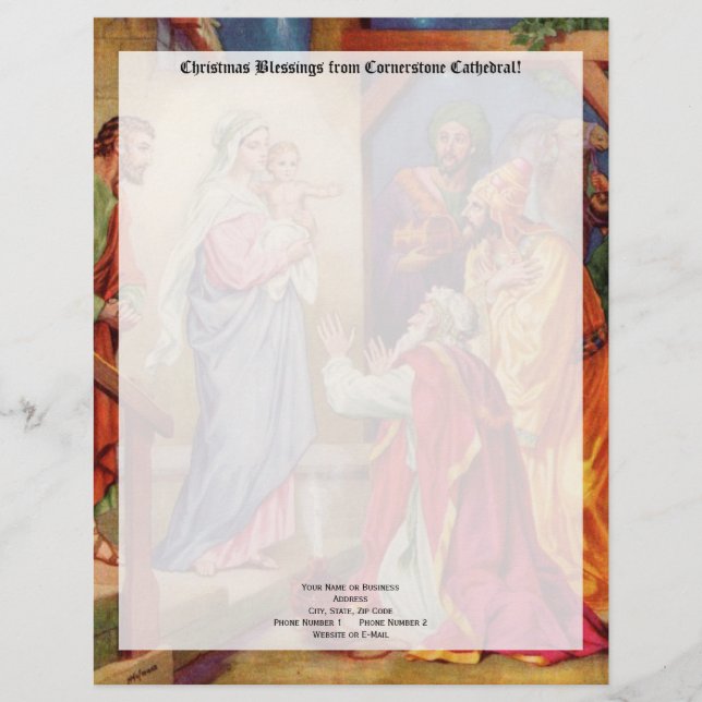 Membrete Escena Wisemen de la natividad del navidad (Anverso)