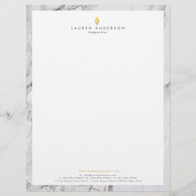 Membrete Escritor escritor Marble Minimalista (Anverso)
