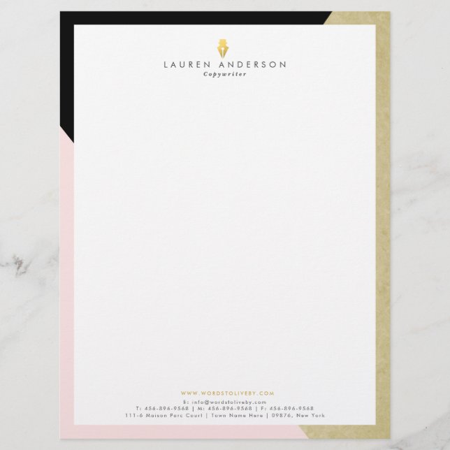 Membrete Escritor Letterhead Elegante Estacionario Moderno (Anverso)