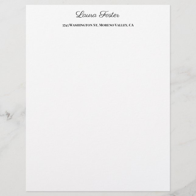 Membrete Escritura a mano en blanco negro Elegante Minimali (Anverso)