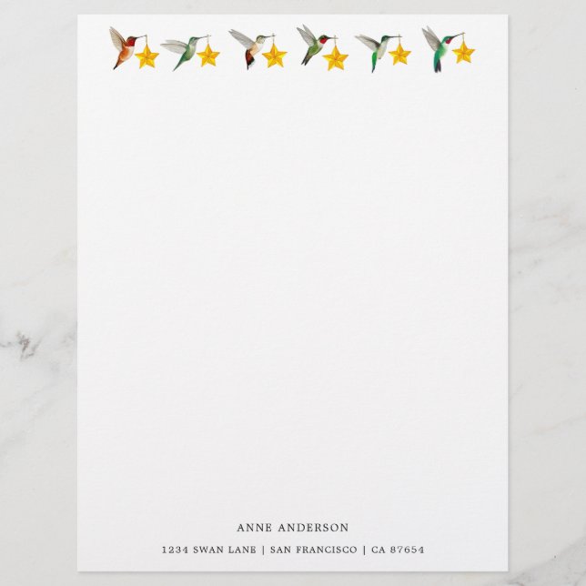 Membrete Estacionamiento de Hummingbirds personalizado (Anverso)