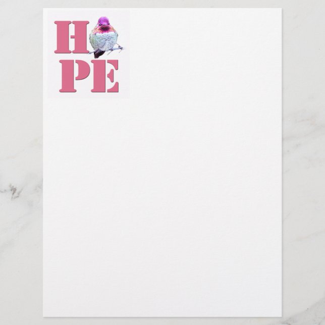 Membrete Estacionamiento del colibrí rosado HOPE Letterhead (Anverso)