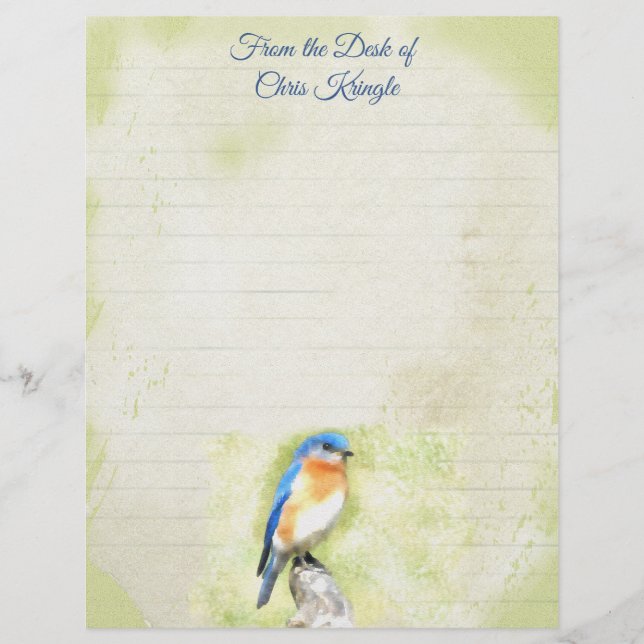 Membrete Estacionamiento Watercolor Bluebird (Anverso)