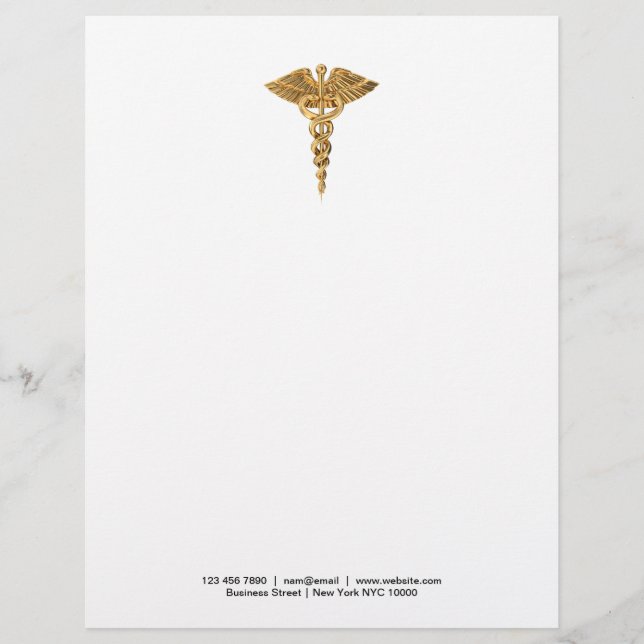 Membrete Estacionario de negocios Caduceus Letterhead (Anverso)