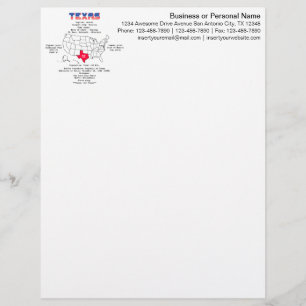 Membrete Estado norteamericano de Texas en un mapa e inform