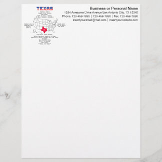 Membrete Estado norteamericano de Texas en un mapa e inform