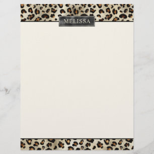 Membrete Estampado Animal De Leopardo Con Hojalata Falsa Ne
