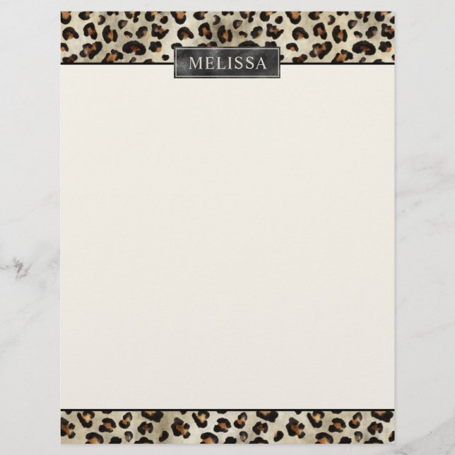 Membrete Estampado Animal De Leopardo Con Hojalata Falsa Ne (Anverso)