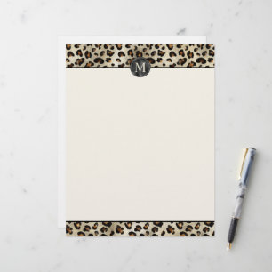 Membrete Estampado de animal de leopardo con monograma de l