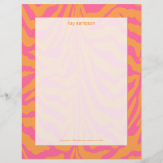 Membrete Estampado de cebra, colores retro