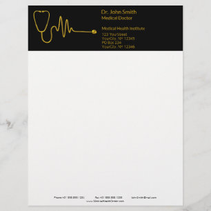 Membrete Estetoscopio de lujo ECG onda oro EKG línea médico