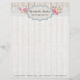 Membrete Estilo Chic Desgastado Floral Rústico Madera y Enc