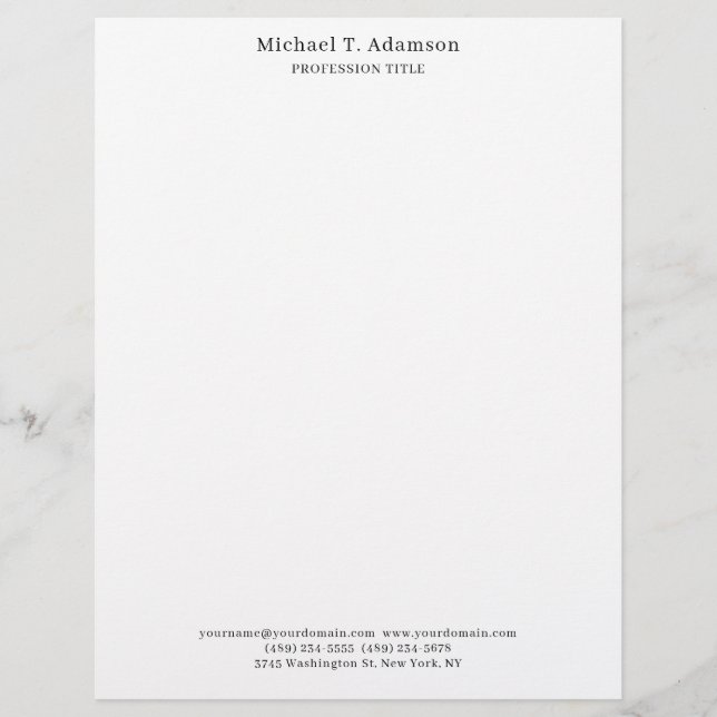 Membrete Estilo Retro Elegante Plano Simple Blanco (Anverso)